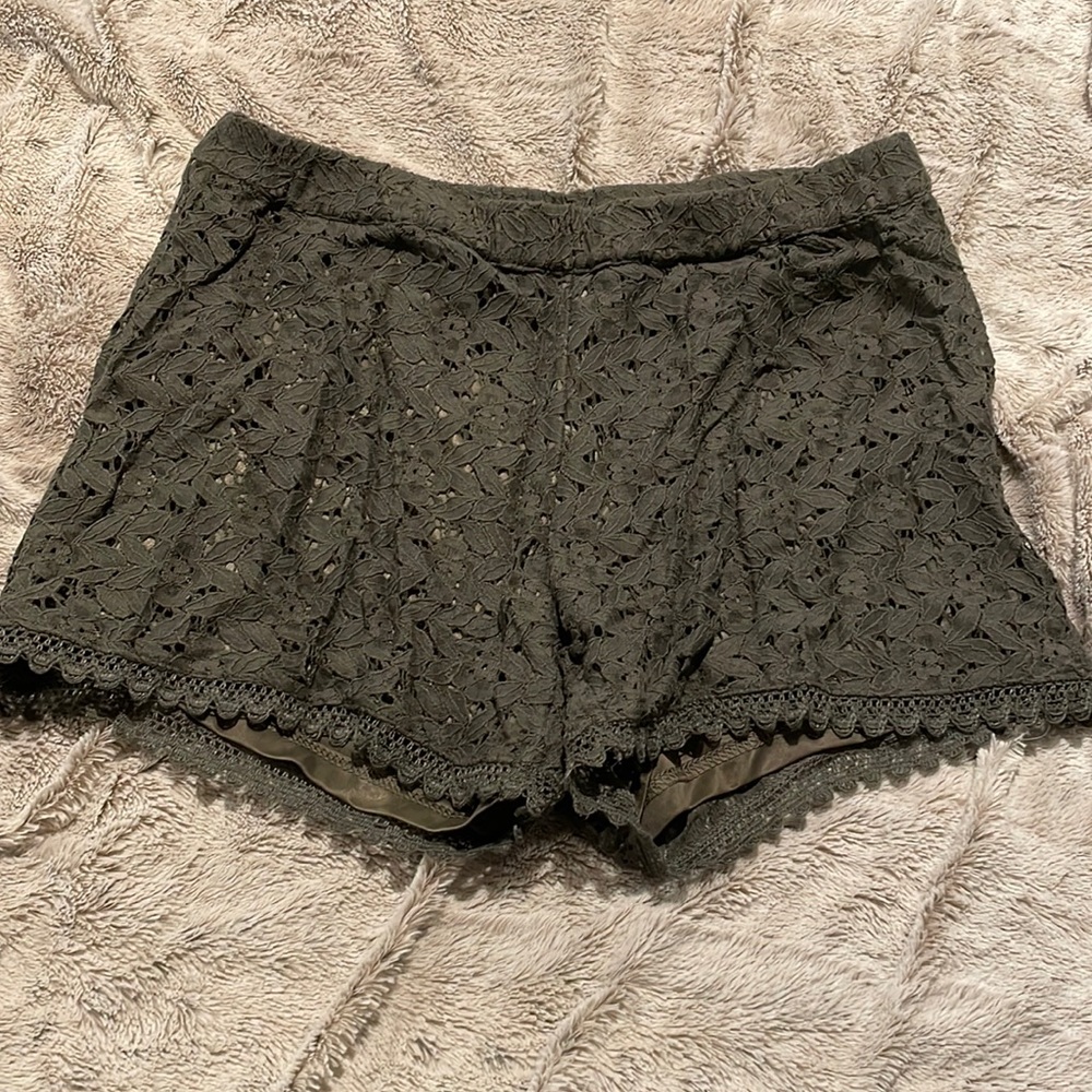 Green lace shorts